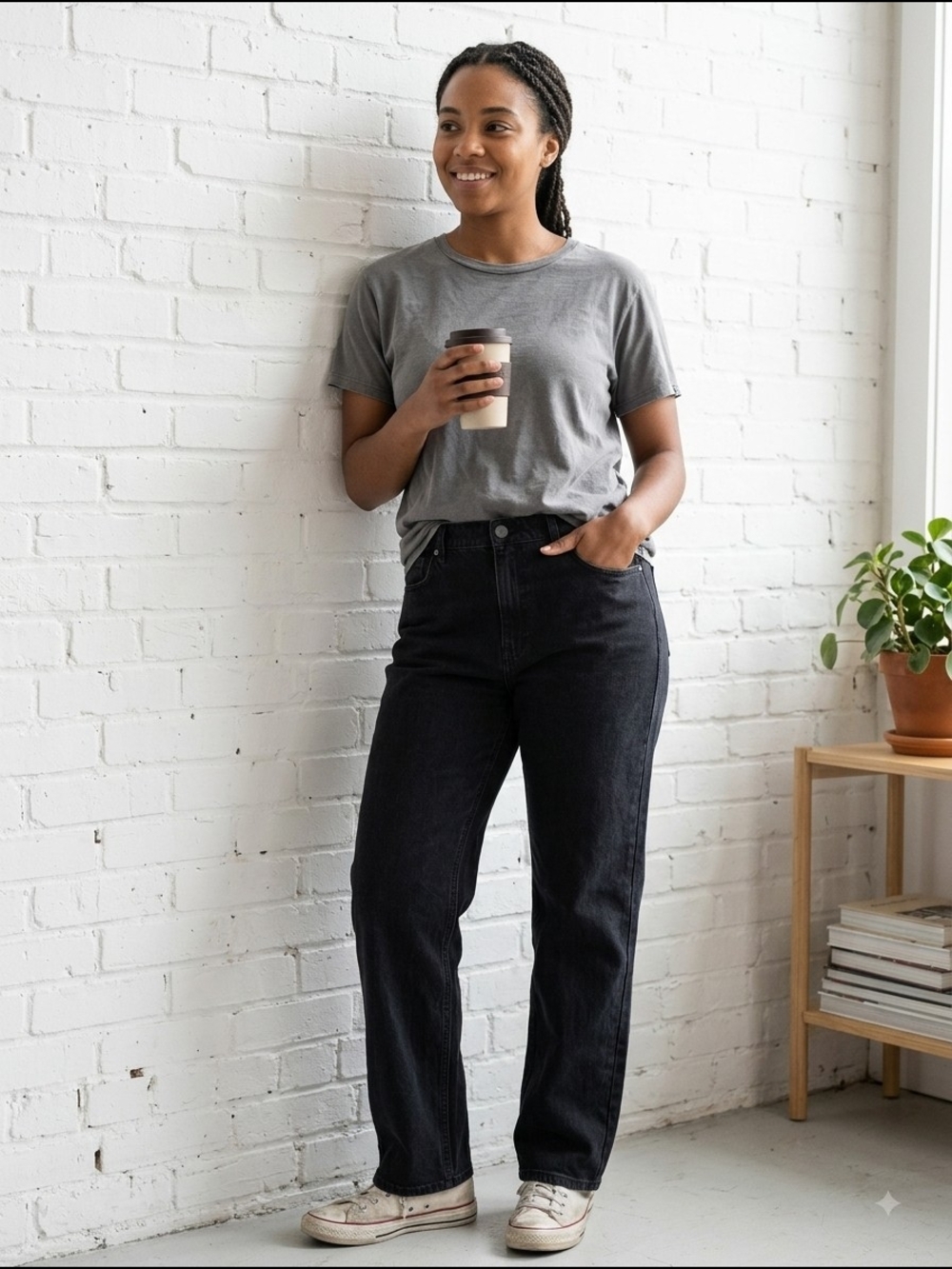 L.L Bean Womens Classic Fit Black High-Rise Straight Leg Jeans Minimalist